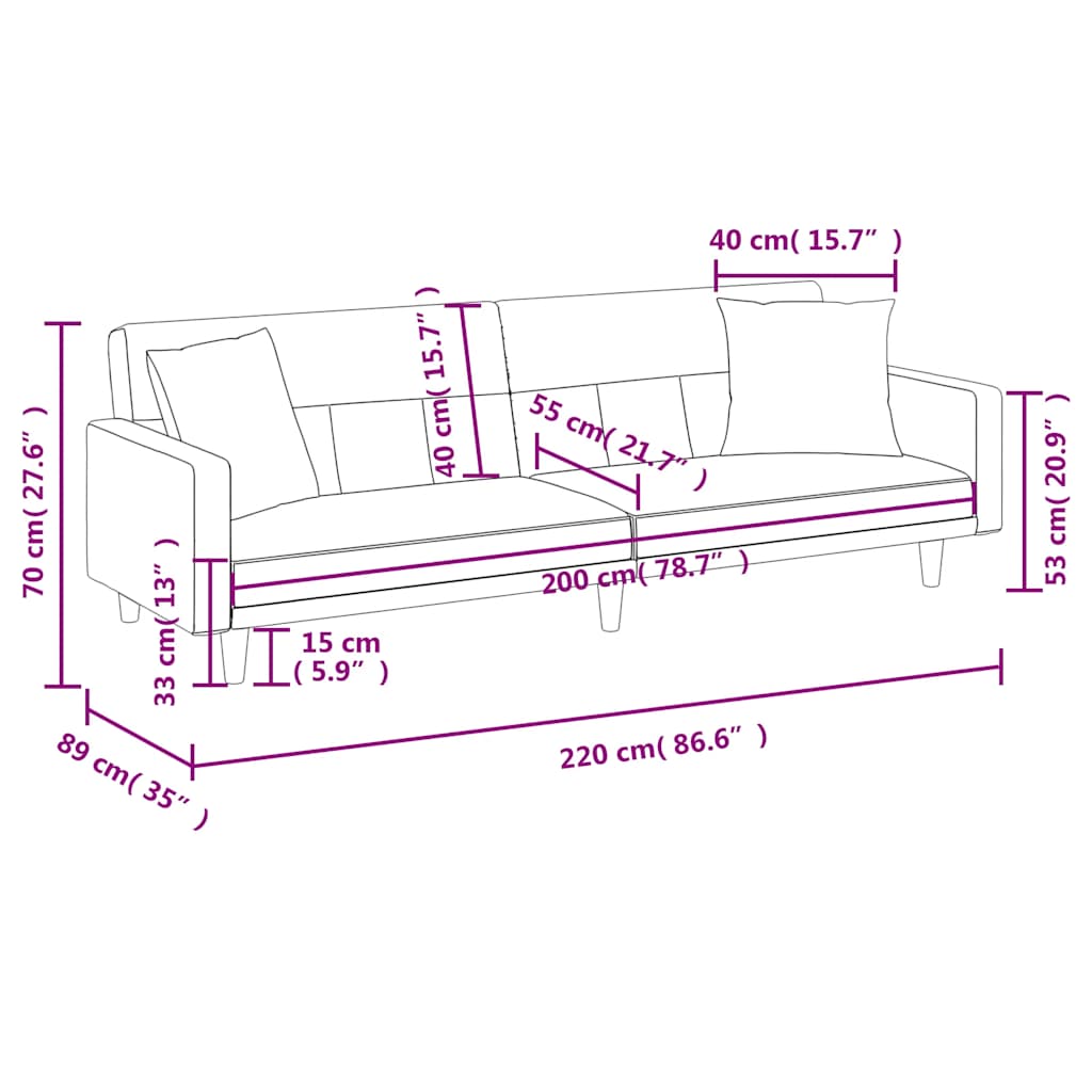 vidaXL Schlafsofa mit Kissen Hellgrau Stoff