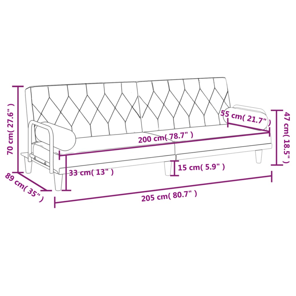 vidaXL Schlafsofa mit Armlehnen Hellgrau Stoff