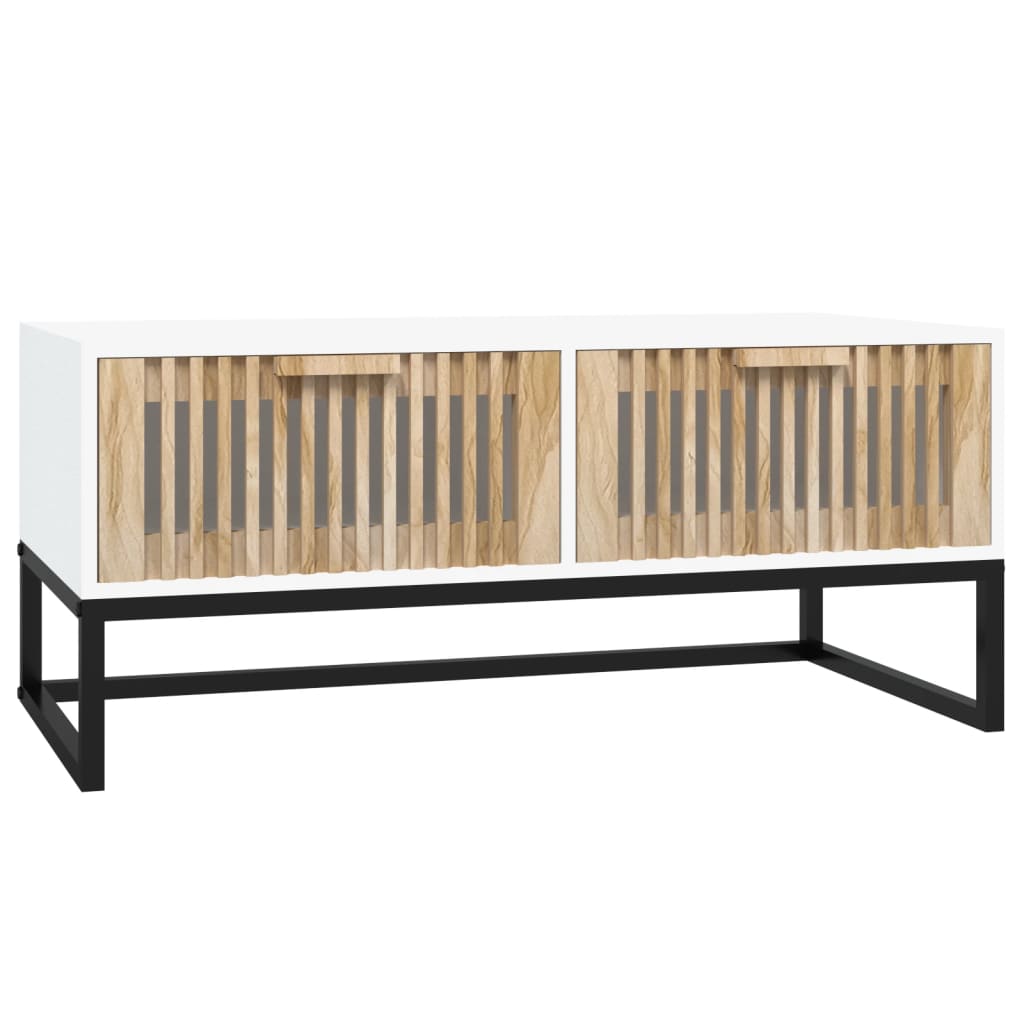 vidaXL Couchtisch Weiß 80x40x35 cm Holzwerkstoff und Eisen