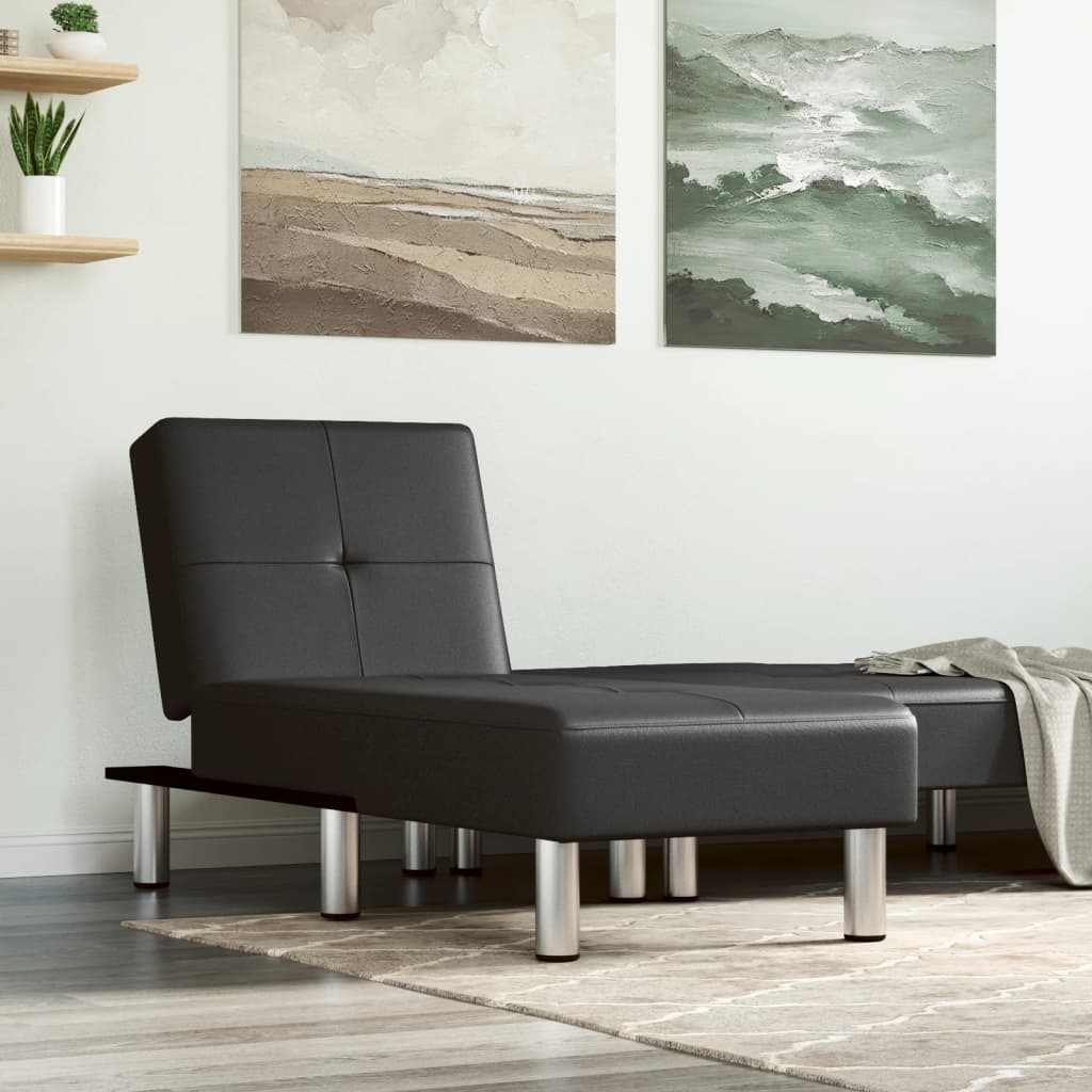 vidaXL Chaiselongue Schwarz Kunstleder