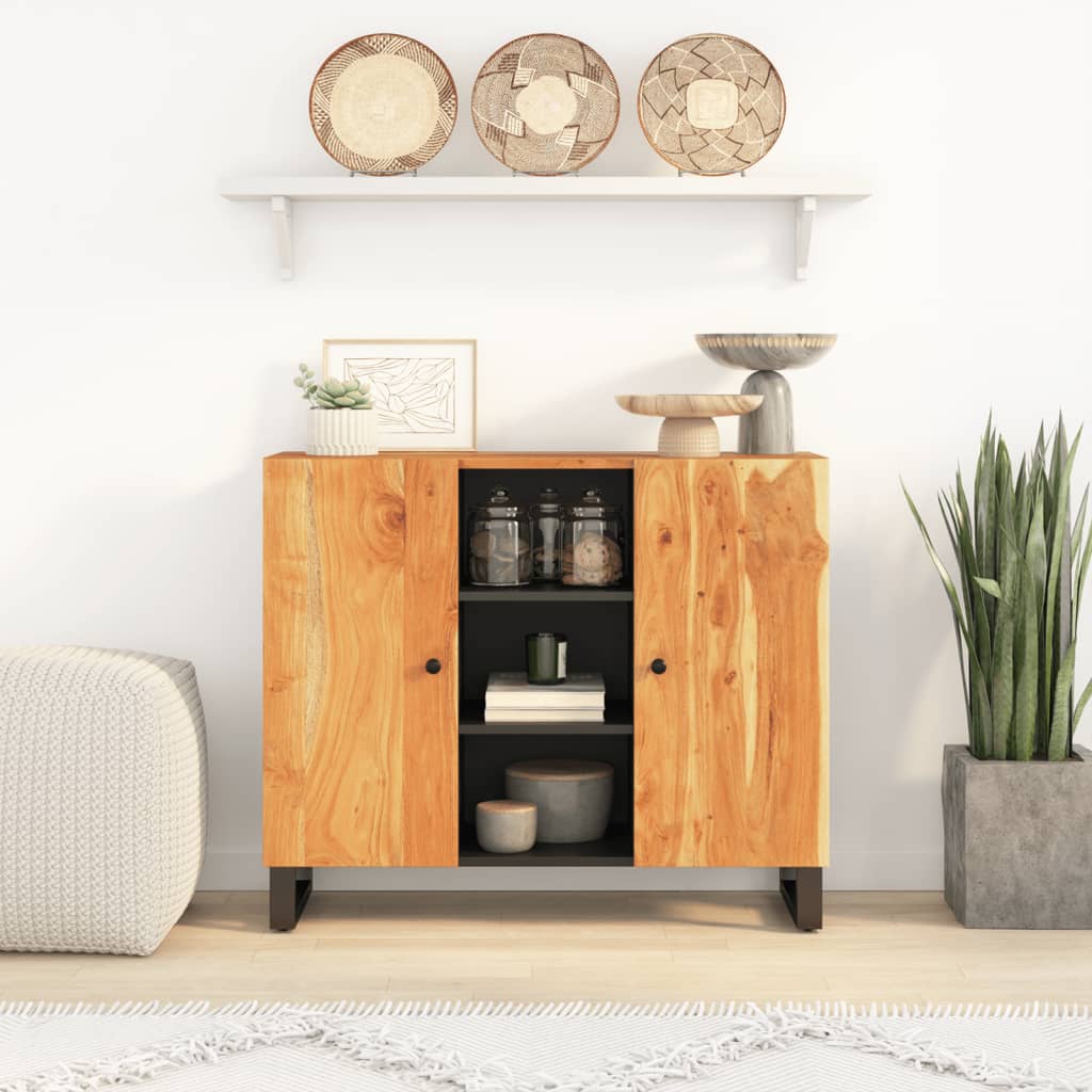 vidaXL Sideboard mit 2 Türen 90x33x75 cm Massivholz Mango