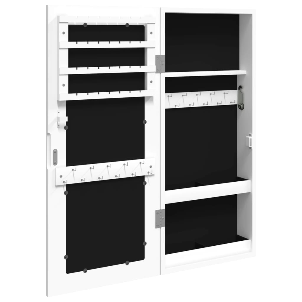 vidaXL Schmuckschrank mit Spiegel Wandmontage Weiß 30x8,5x67 cm