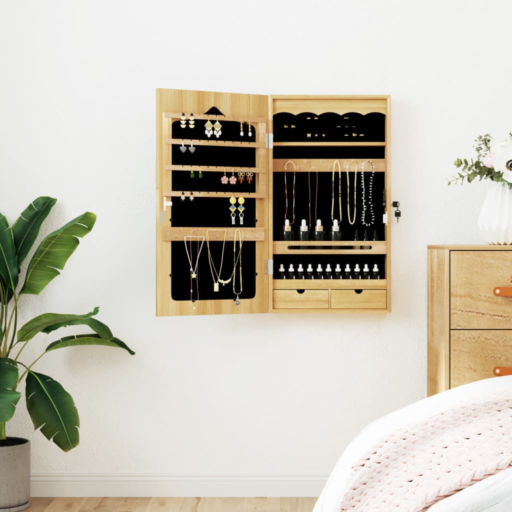 vidaXL Schmuckschrank mit Spiegel Wandmontage Weiß 37,5x10x106 cm