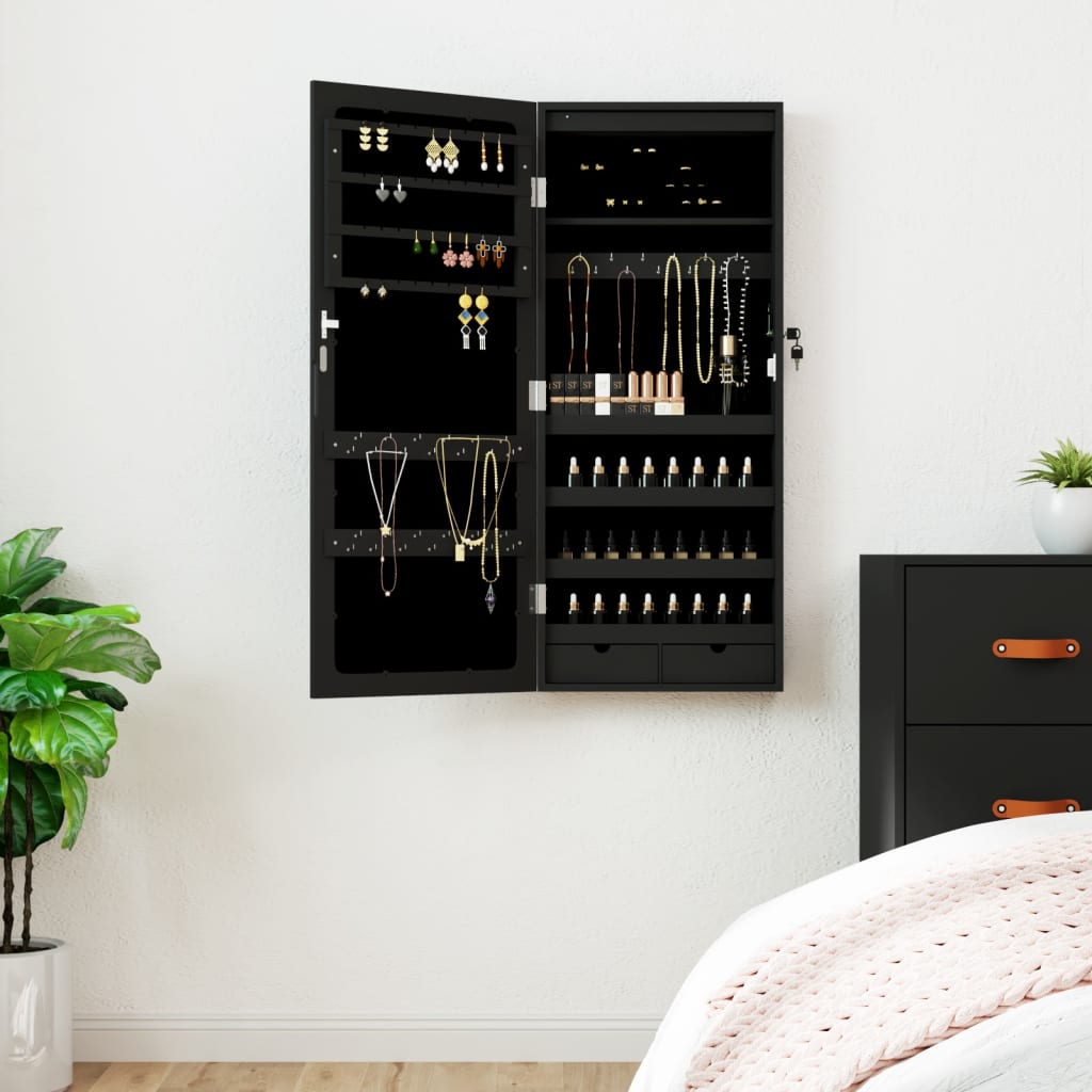 vidaXL Spiegel-Schmuckschrank mit LED-Beleuchtung Wandmontage Weiß