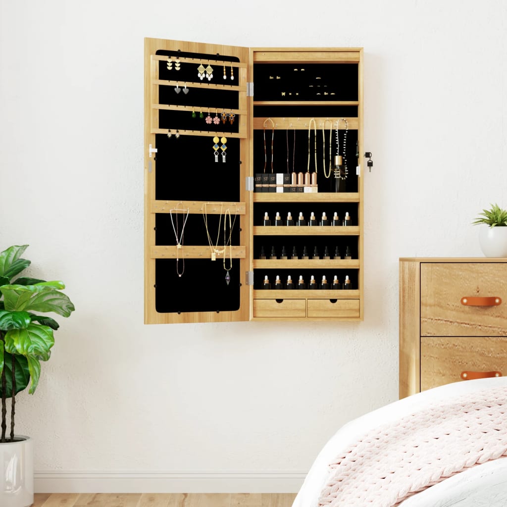 vidaXL Spiegel-Schmuckschrank mit LED-Beleuchtung Wandmontage Weiß