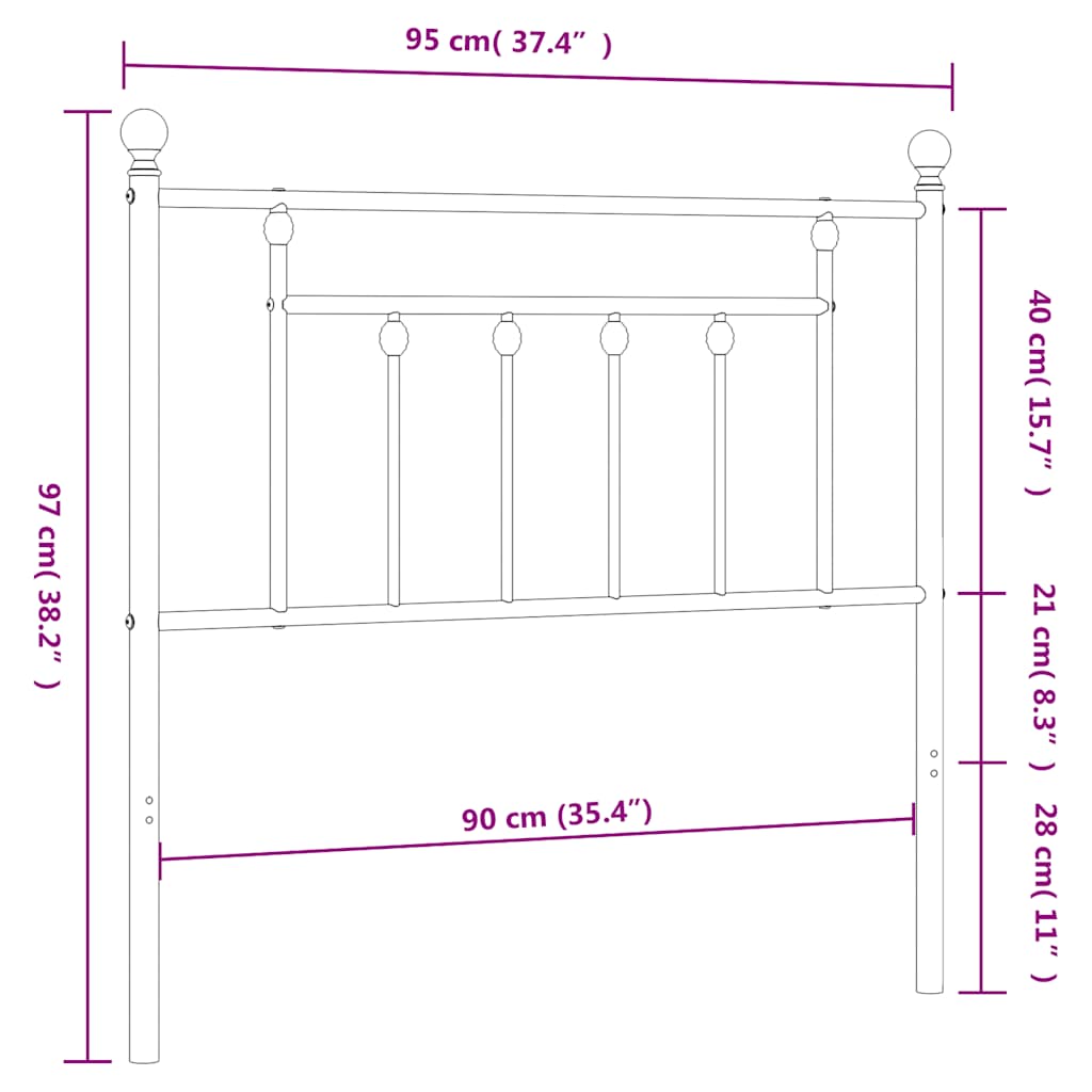 vidaXL Kopfteil Metall Schwarz 90 cm