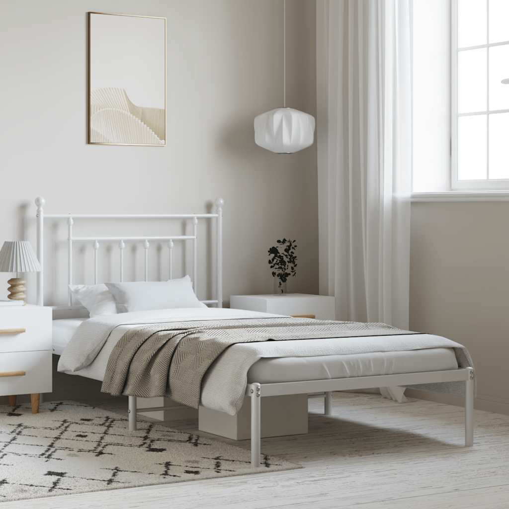 vidaXL Bettgestell mit Kopfteil Metall Schwarz 75x190 cm