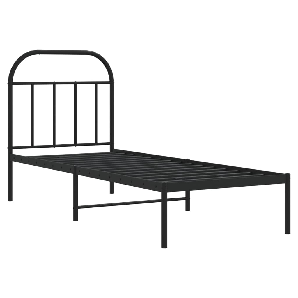 vidaXL Bettgestell mit Kopfteil Metall Schwarz 75x190 cm