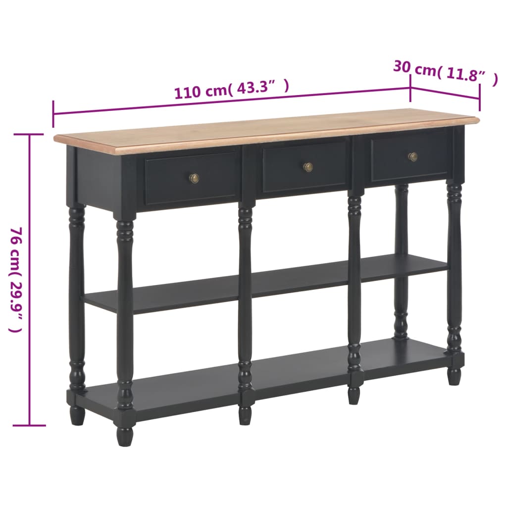 vidaXL Konsolentisch Schwarz 110x30x76 cm Holzwerkstoff