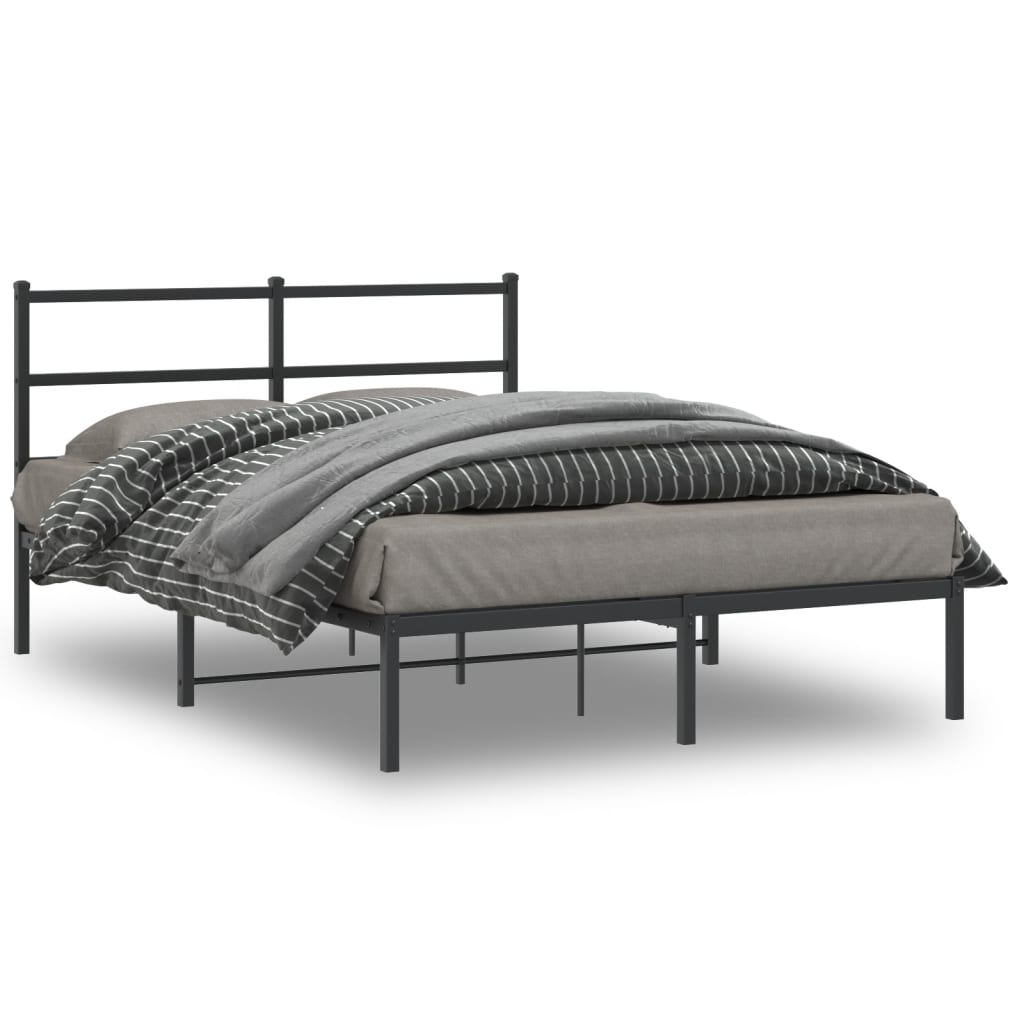 vidaXL Bettgestell mit Kopfteil Metall Schwarz 75x190 cm