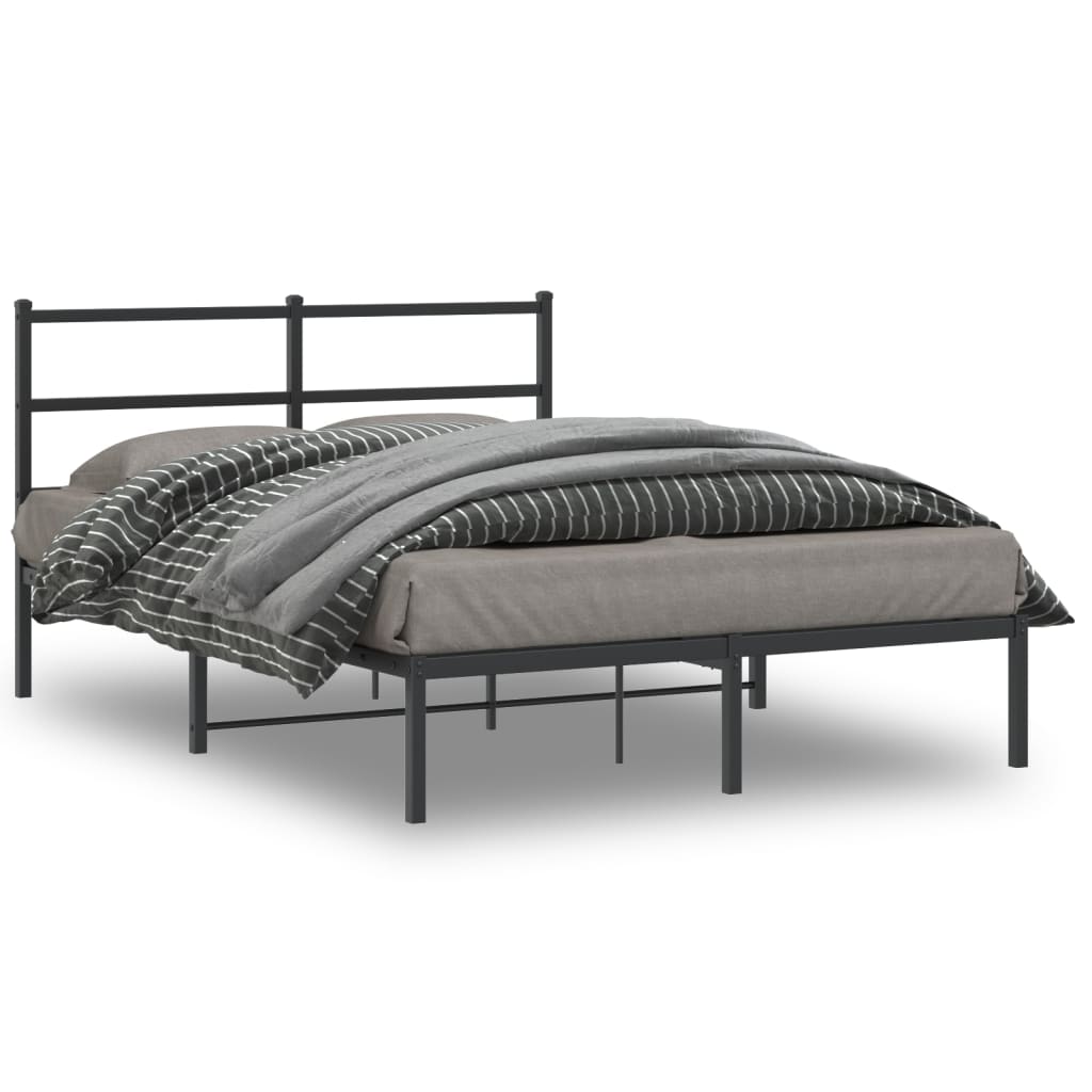 vidaXL Bettgestell mit Kopfteil Metall Schwarz 75x190 cm