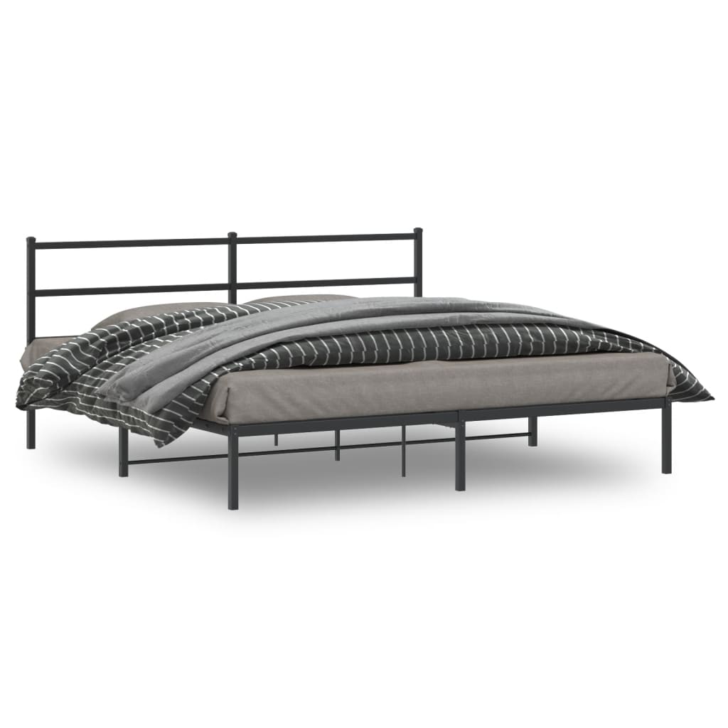 vidaXL Bettgestell mit Kopfteil Metall Schwarz 75x190 cm