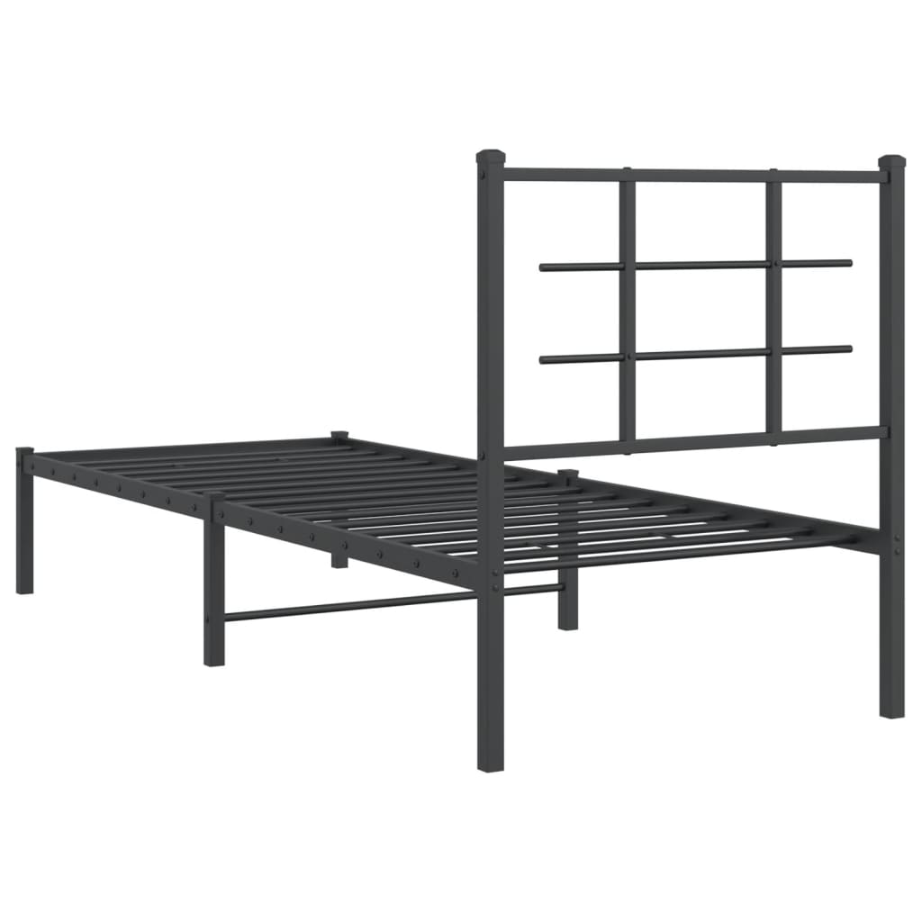 vidaXL Bettgestell mit Kopfteil Metall Schwarz 75x190 cm