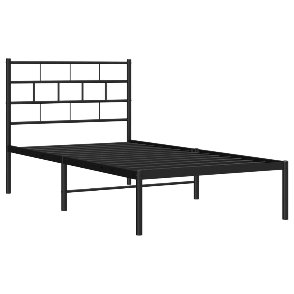 vidaXL Bettgestell mit Kopfteil Metall Schwarz 75x190 cm