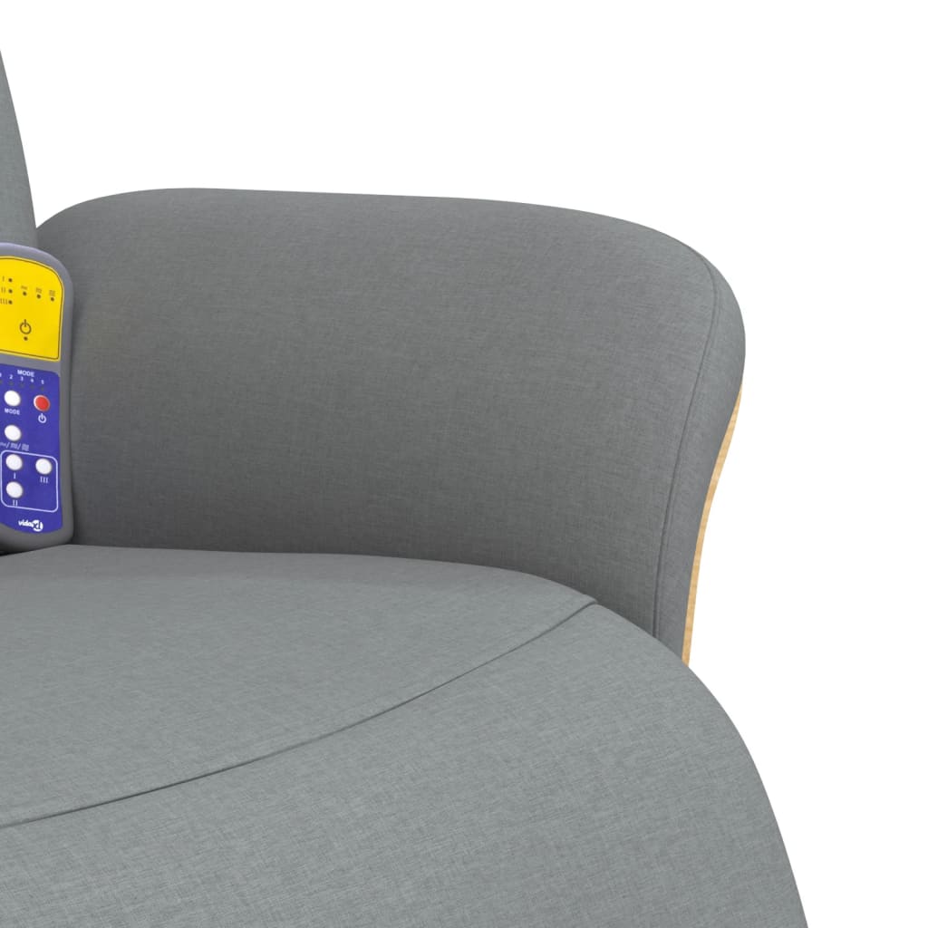 vidaXL Massagesessel mit Fußteil Hellgrau Stoff