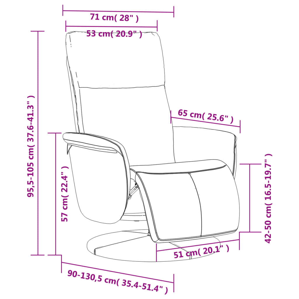 vidaXL Relaxsessel mit Fußteil Creme Kunstleder