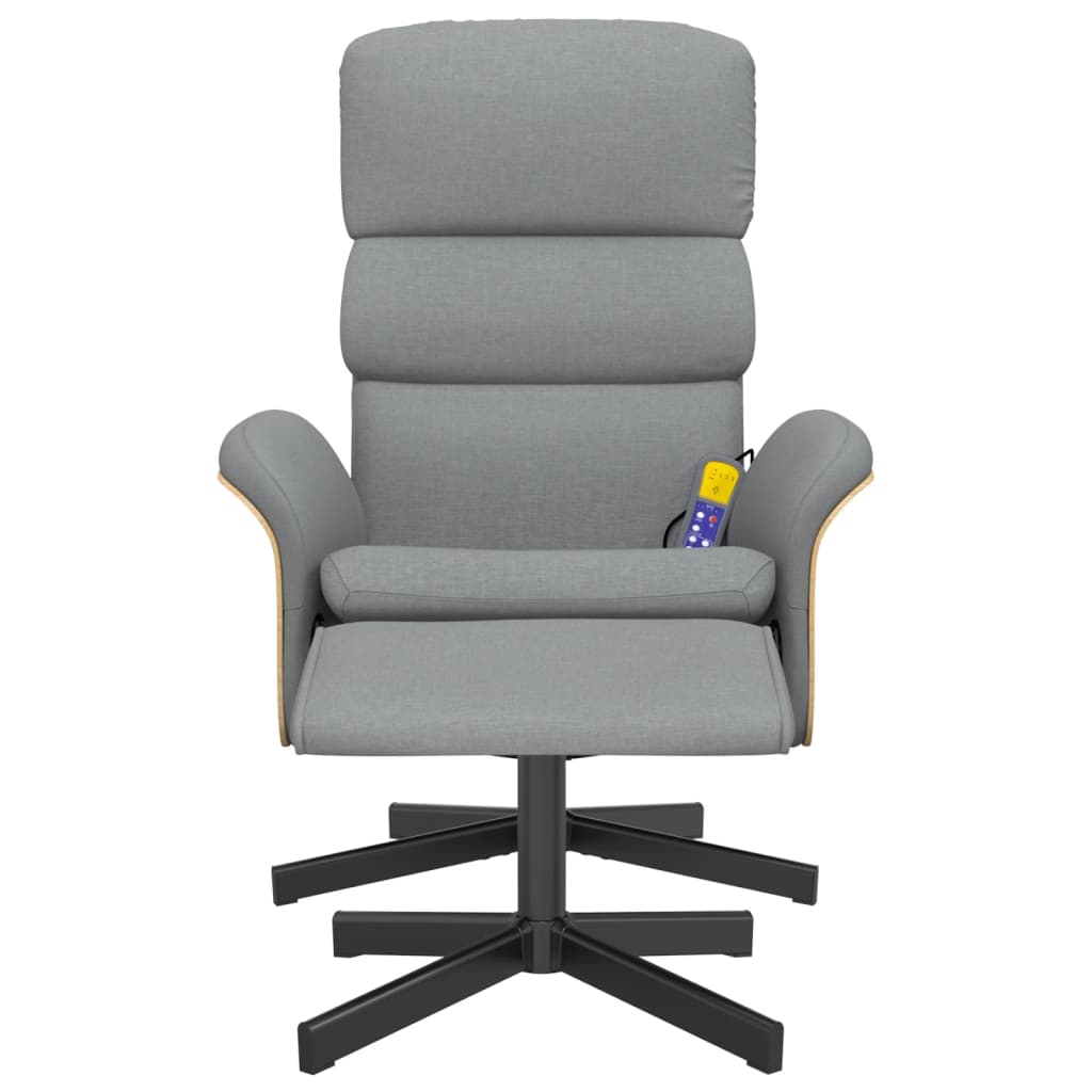 vidaXL Massagesessel mit Fußhocker Hellgrau Stoff