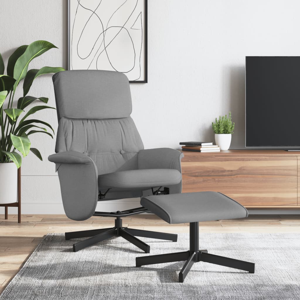 vidaXL Relaxsessel mit Fußhocker Hellgrau Stoff