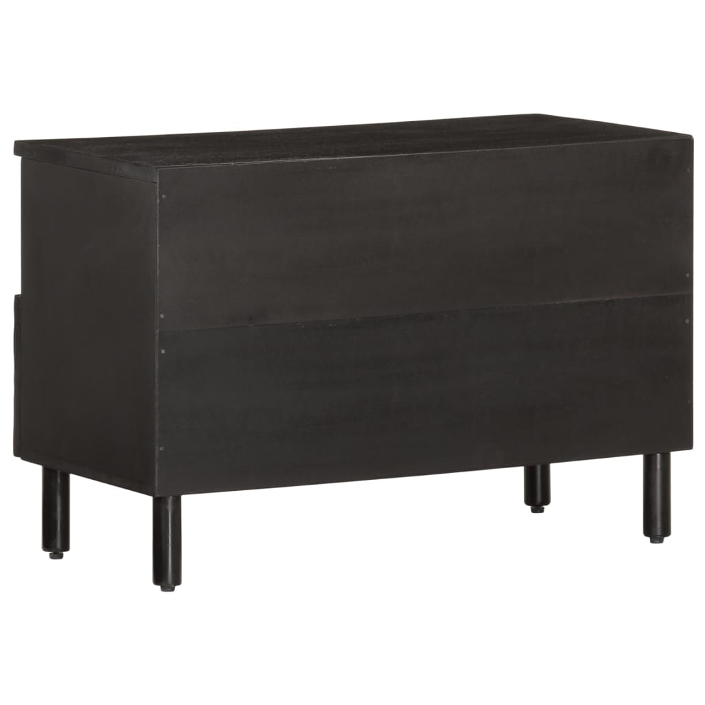 vidaXL TV-Schrank Schwarz 70x33x46 cm Massivholz Mango