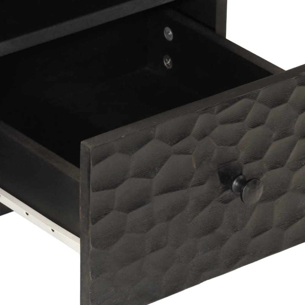 vidaXL TV-Schrank Schwarz 70x33x46 cm Massivholz Mango