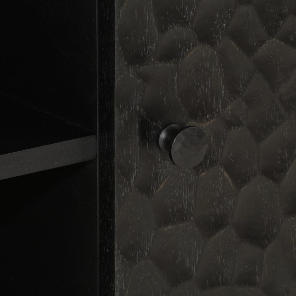 vidaXL TV-Schrank Schwarz 80x31x46 cm Massivholz Mango