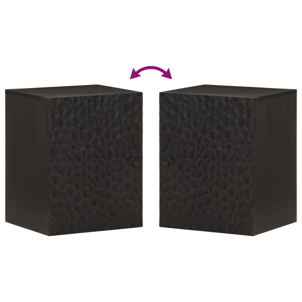 vidaXL Bad-Wandschrank Schwarz 38x33x48 cm Massivholz Mango