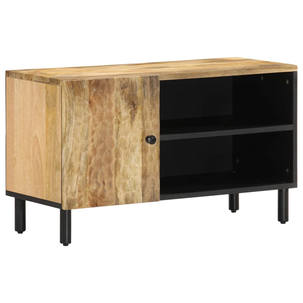 vidaXL TV-Schrank Schwarz 80x31x46 cm Massivholz Mango