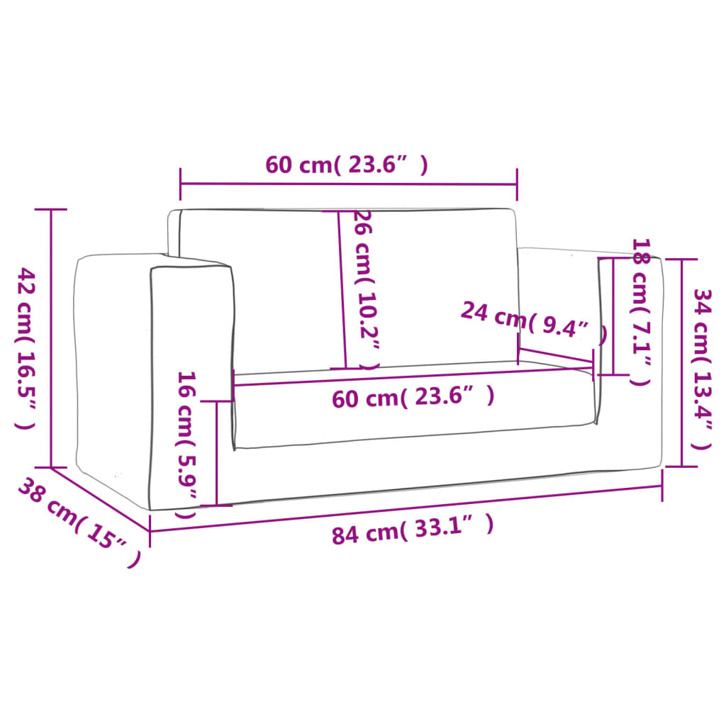vidaXL Kinder-Schlafsofa 2-Sitzer Hellgrau mit Sternen Weicher Plüsch