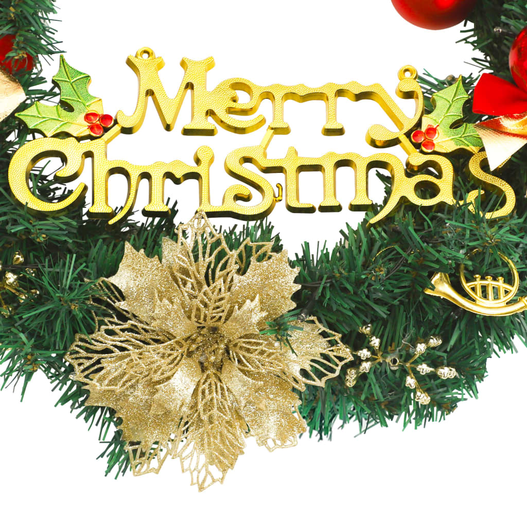 vidaXL Weihnachtskranz mit 15 LEDs Grün 30 cm