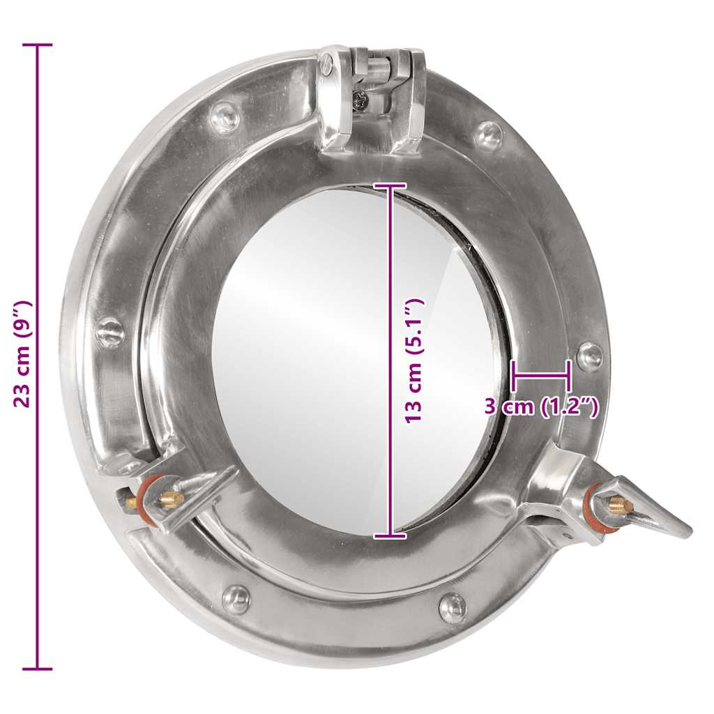 vidaXL Bullaugen-Spiegel Wandmontage Ø23 cm Aluminium und Glas