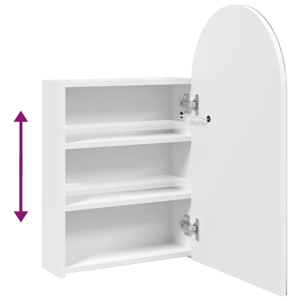 vidaXL Spiegelschrank mit LED-Beleuchtung Gewölbt Weiß 42x13x70 cm