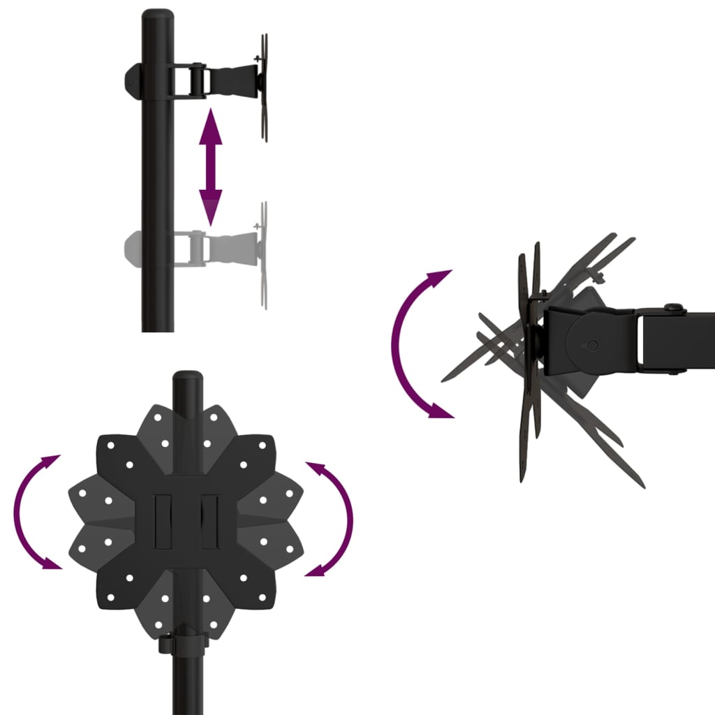 vidaXL Monitorhalterung Schwarz Stahl VESA 75/100 mm