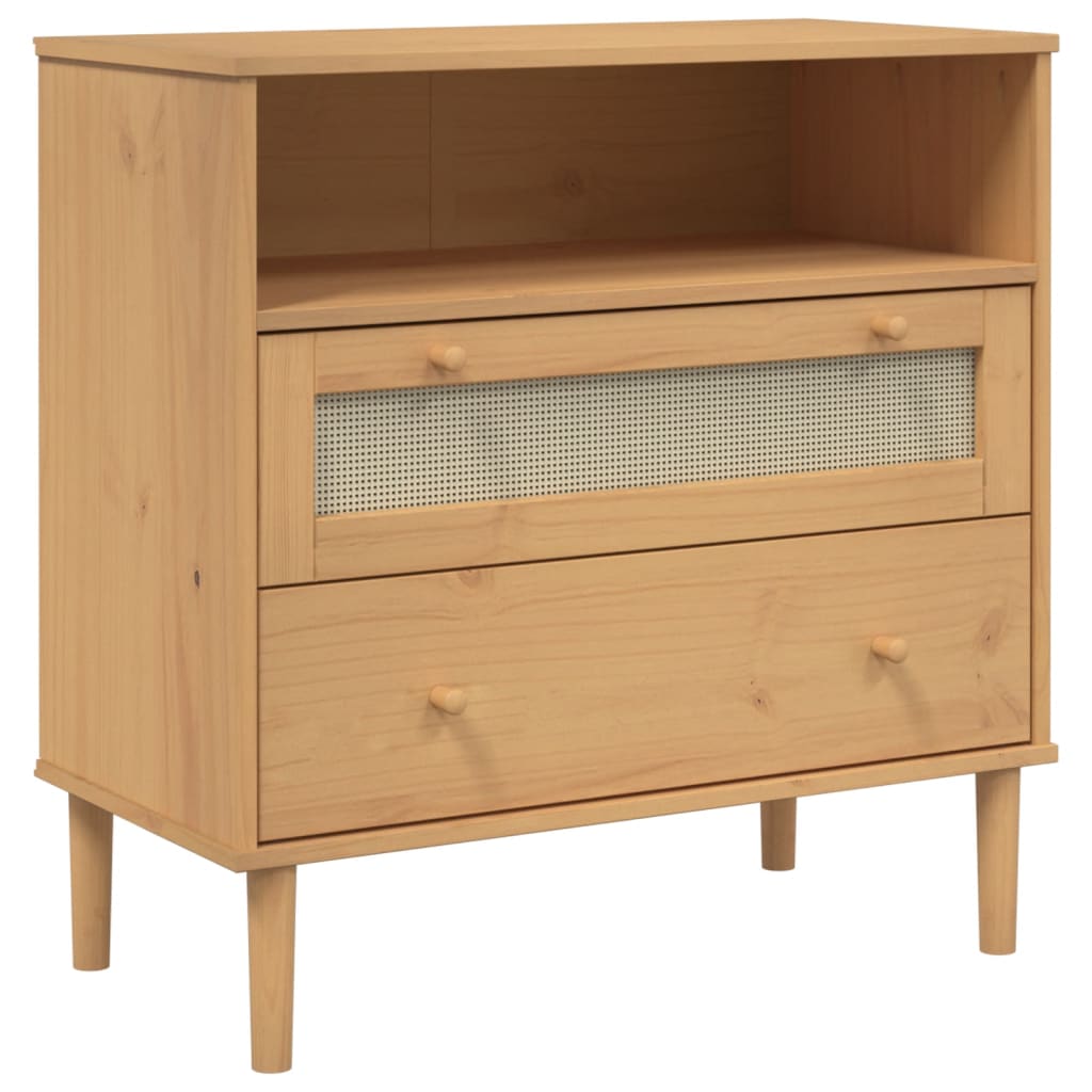 vidaXL Sideboard SENJA Rattan-Optik Braun 80x40x80 cm Kiefernholz