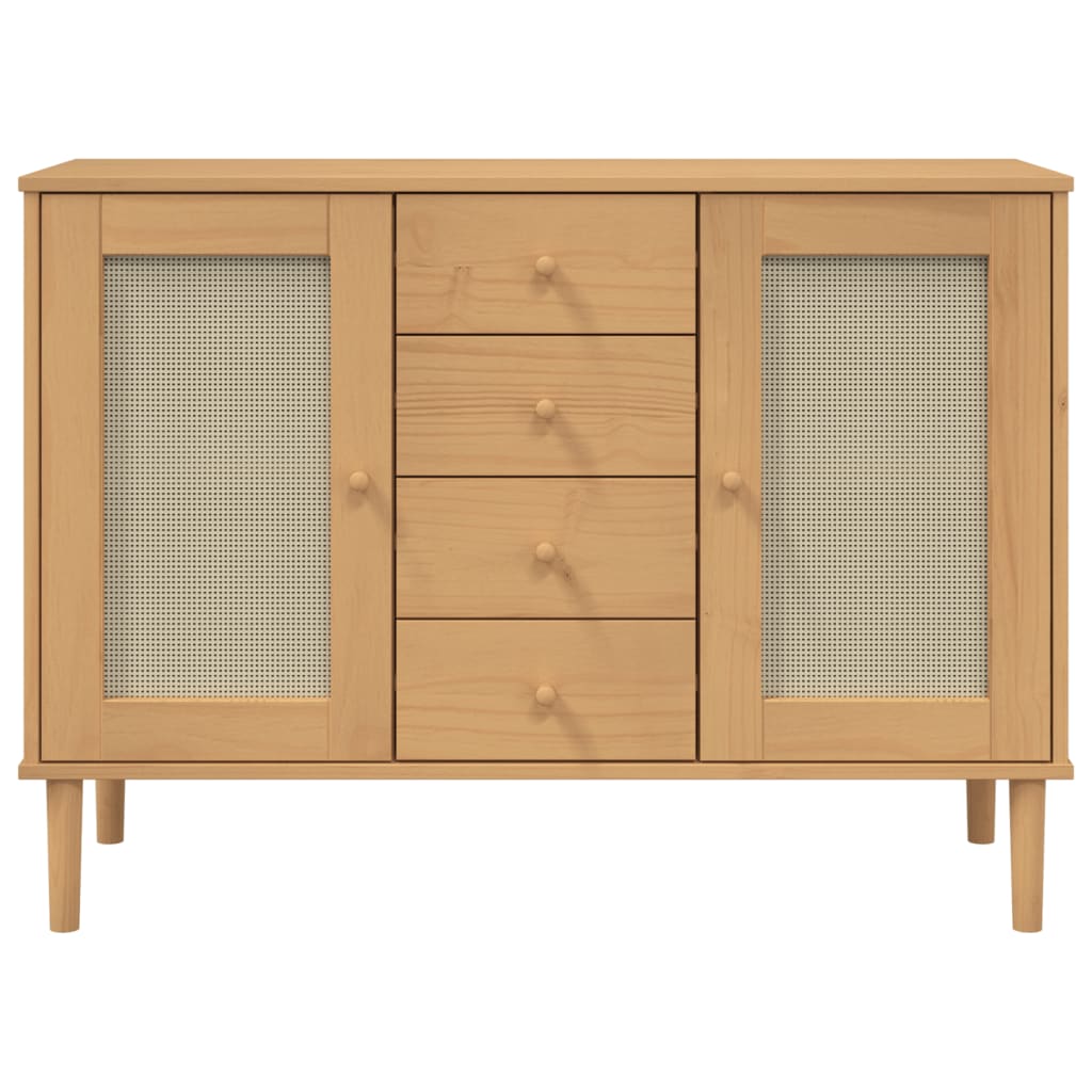 vidaXL Sideboard SENJA Rattan-Optik Braun 112x40x80 cm Kiefernholz