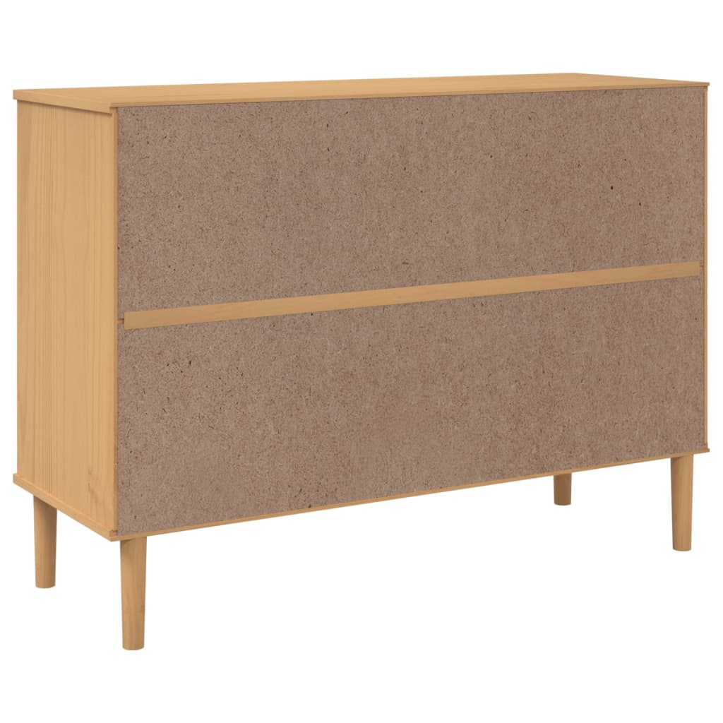 vidaXL Sideboard SENJA Rattan-Optik Braun 112x40x80 cm Kiefernholz