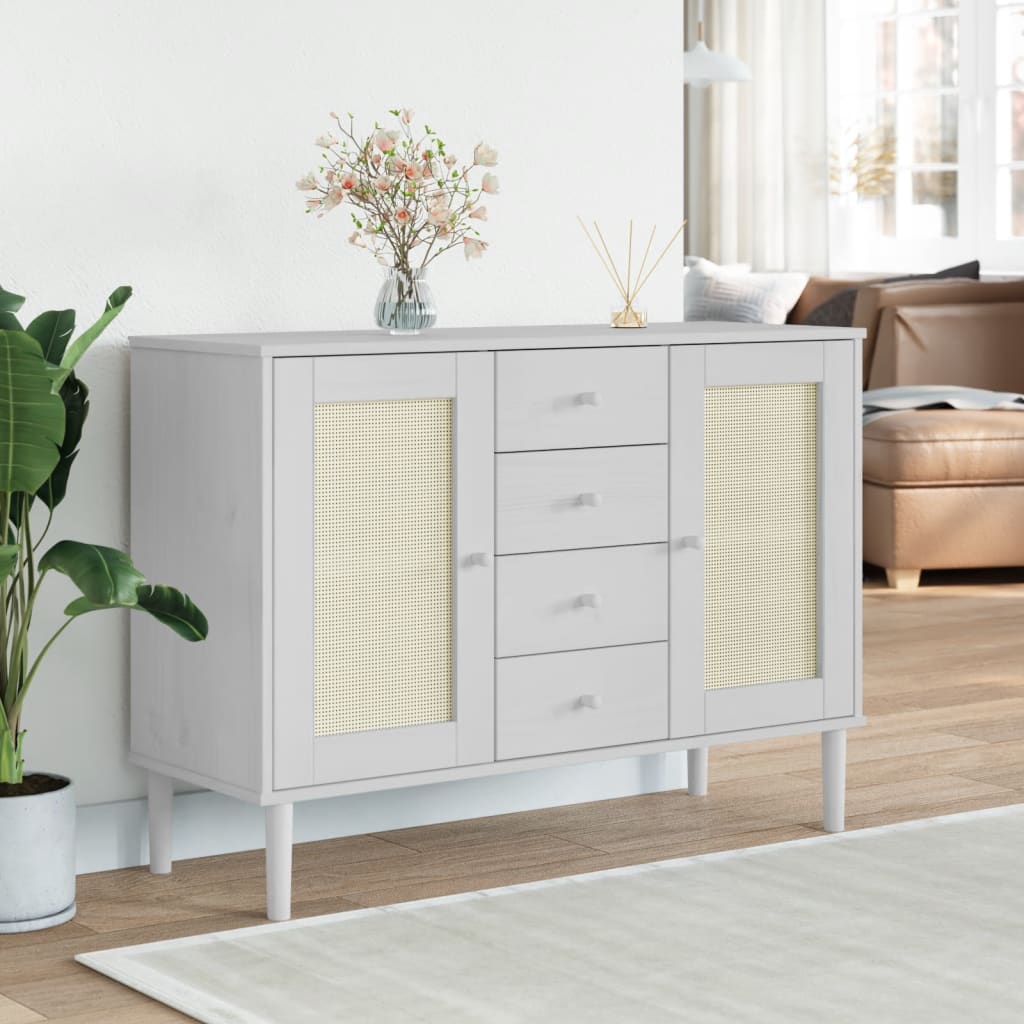 vidaXL Sideboard SENJA Rattan-Optik Braun 112x40x80 cm Kiefernholz