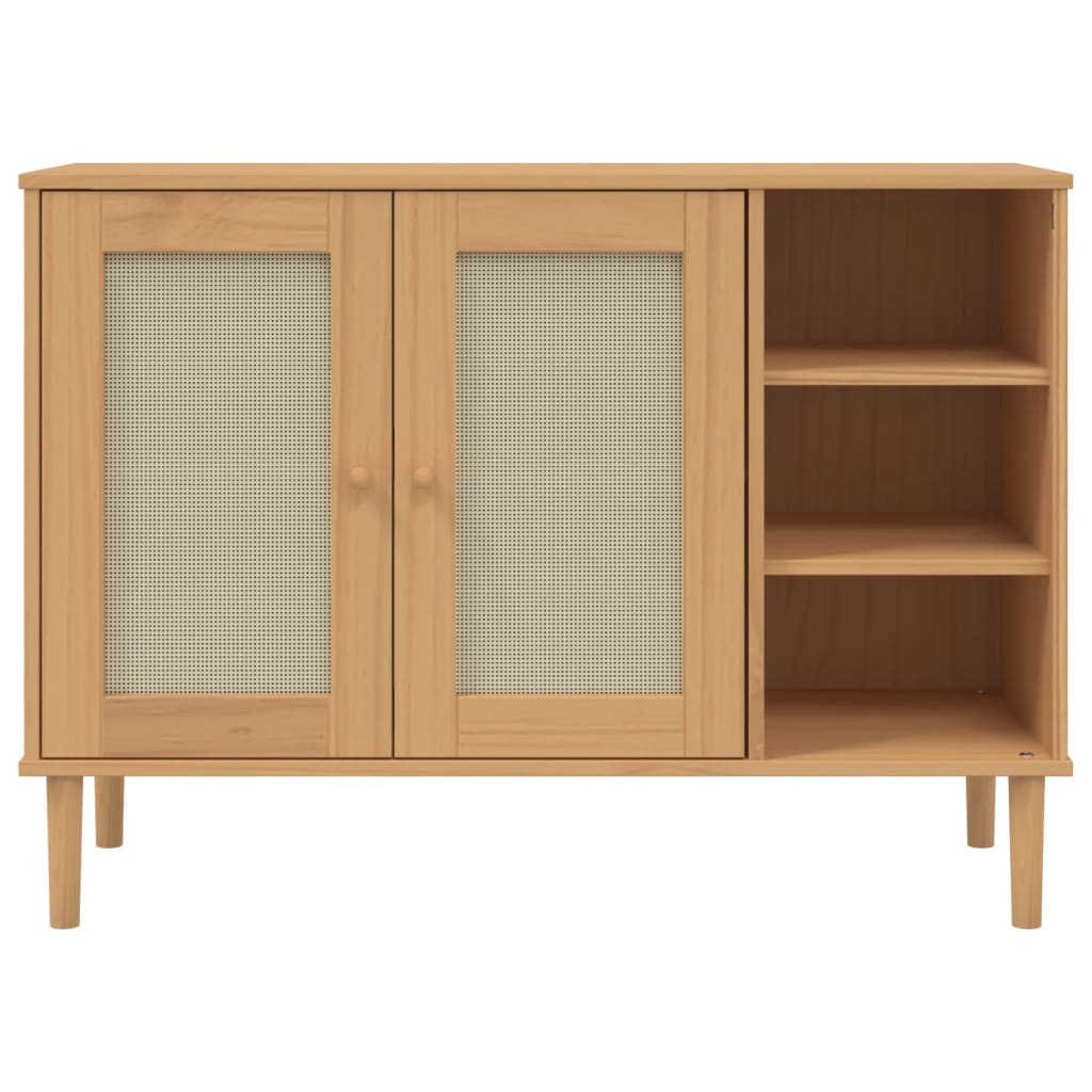 vidaXL Sideboard SENJA Rattan-Optik Braun 112x40x80 cm Kiefernholz