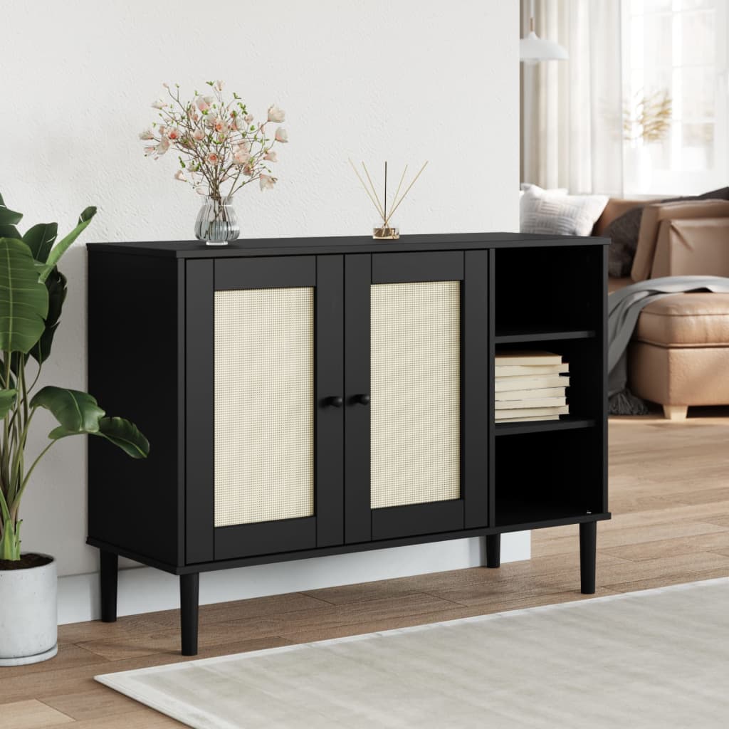 vidaXL Sideboard SENJA Rattan-Optik Braun 112x40x80 cm Kiefernholz