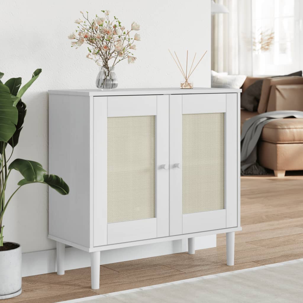 vidaXL Sideboard SENJA Rattan-Optik Braun 80x35x80 cm Kiefernholz