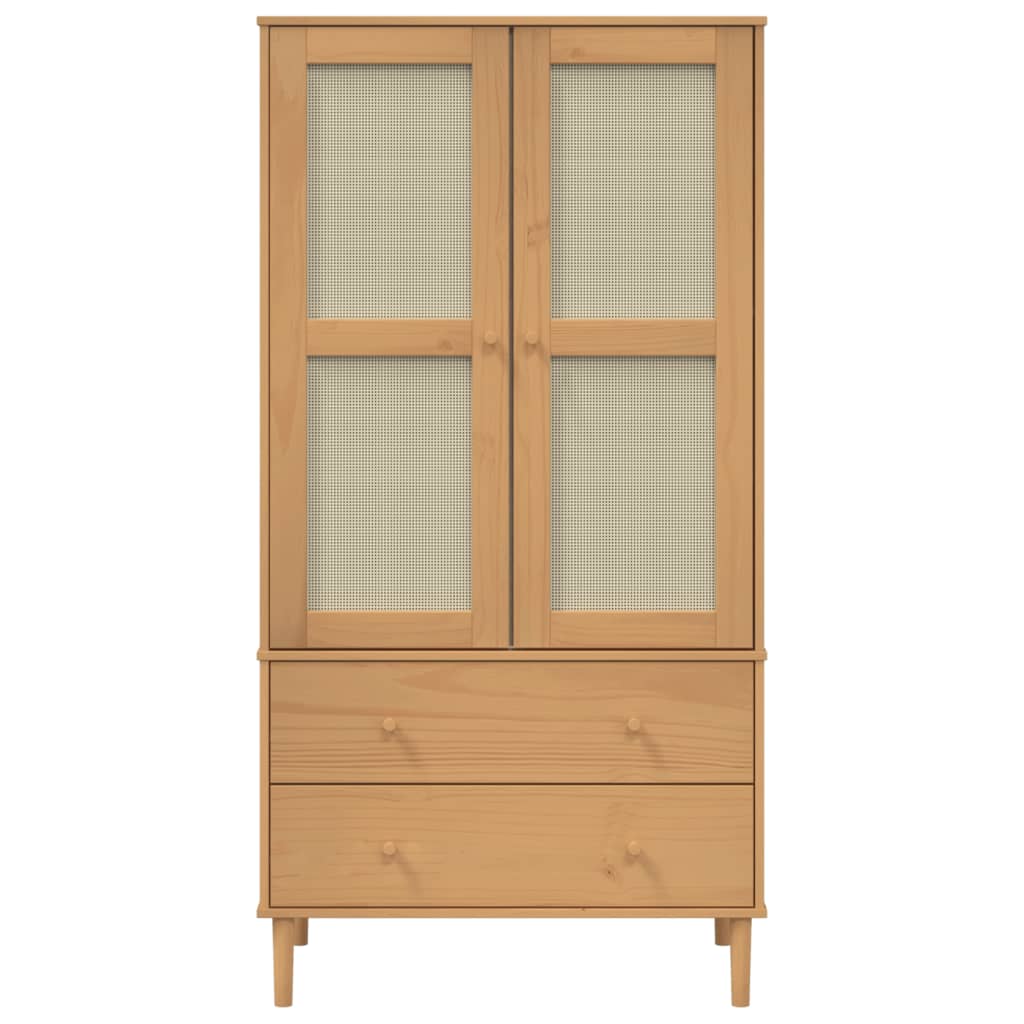 vidaXL Kleiderschrank SENJA Rattan-Optik Braun 90x55x175cm Kiefernholz