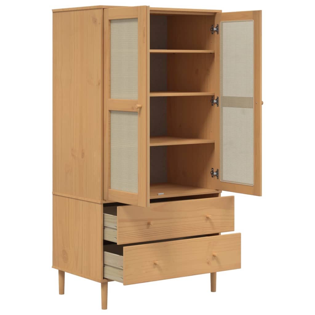 vidaXL Kleiderschrank SENJA Rattan-Optik Braun 90x55x175cm Kiefernholz