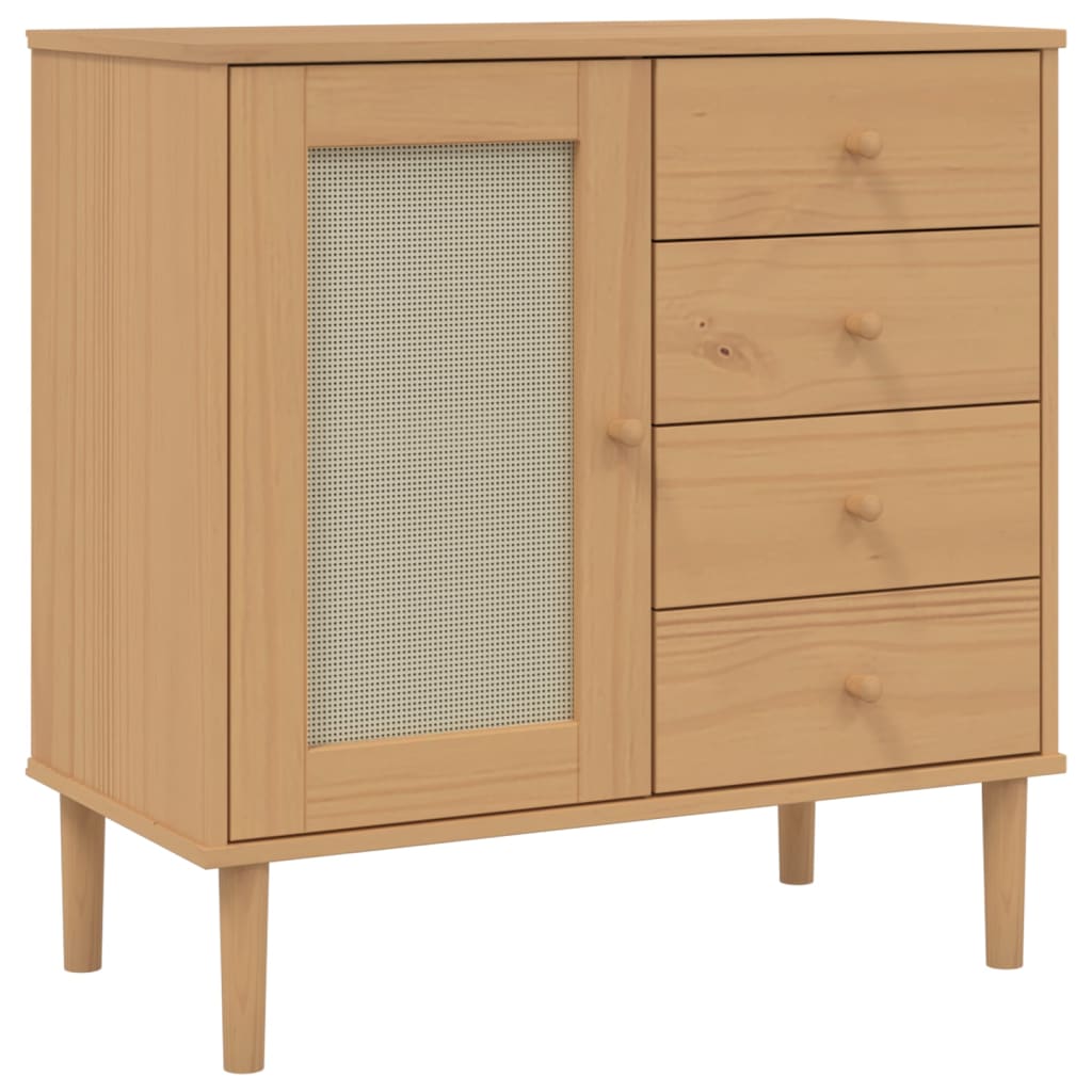 vidaXL Sideboard SENJA Rattan-Optik Braun 80x40x80 cm Kiefernholz
