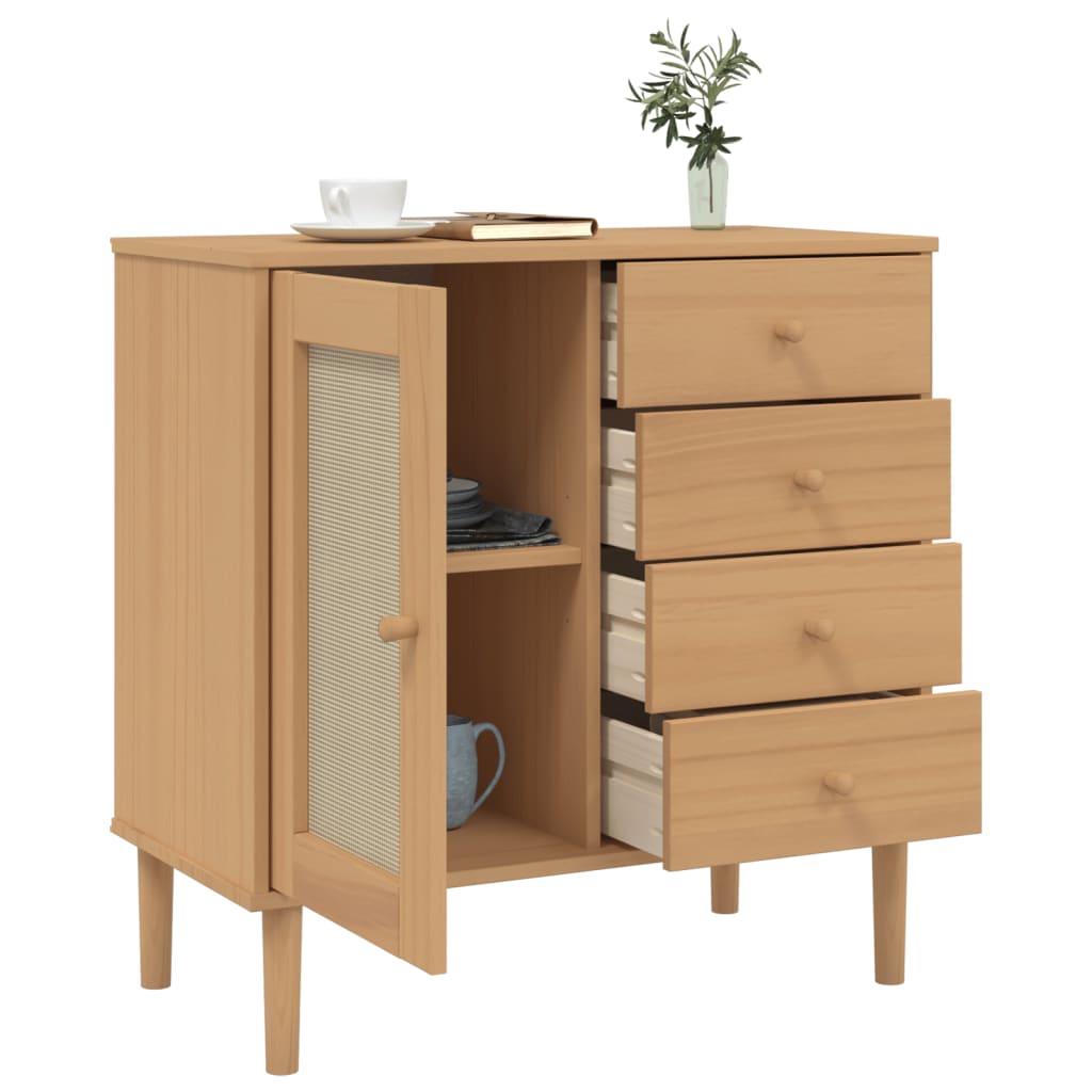 vidaXL Sideboard SENJA Rattan-Optik Braun 80x40x80 cm Kiefernholz