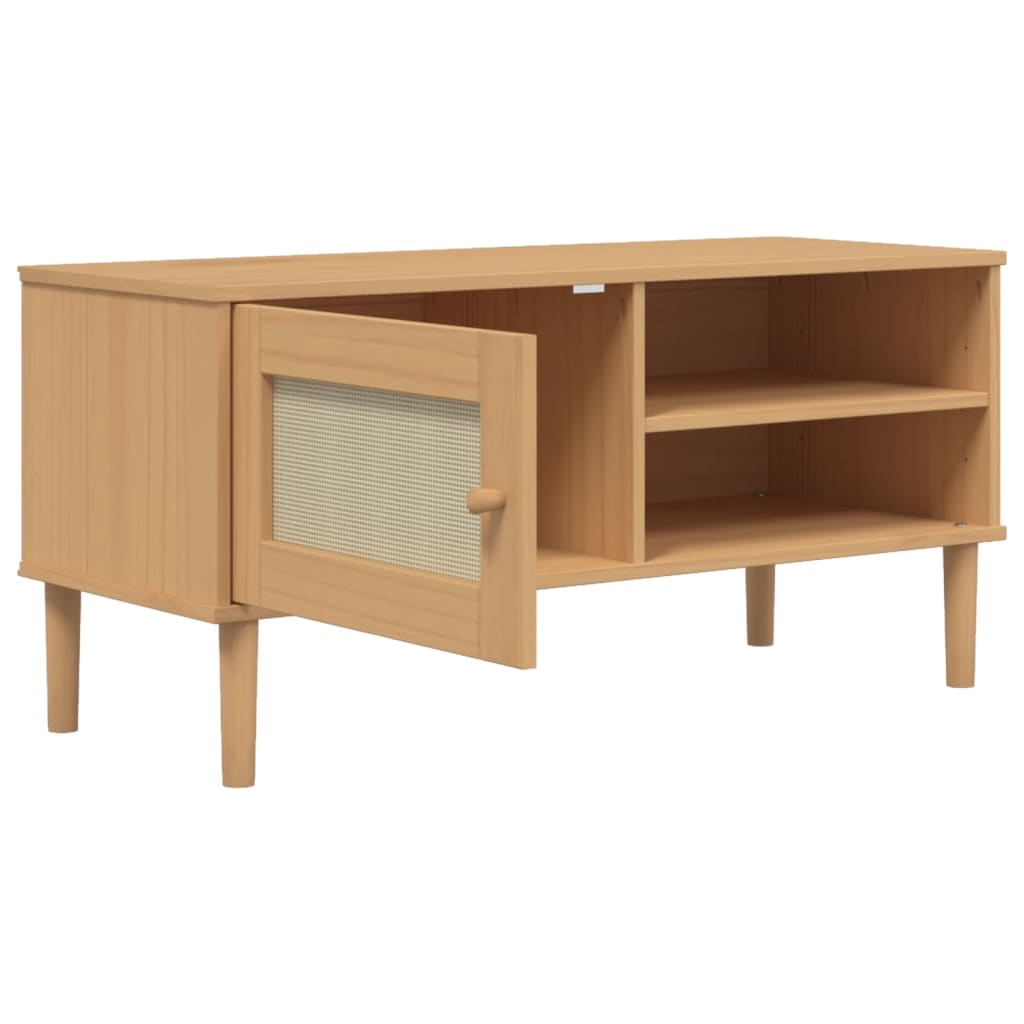 vidaXL TV-Schrank SENJA Rattan-Optik Braun 106x40x49 cm Kiefernholz