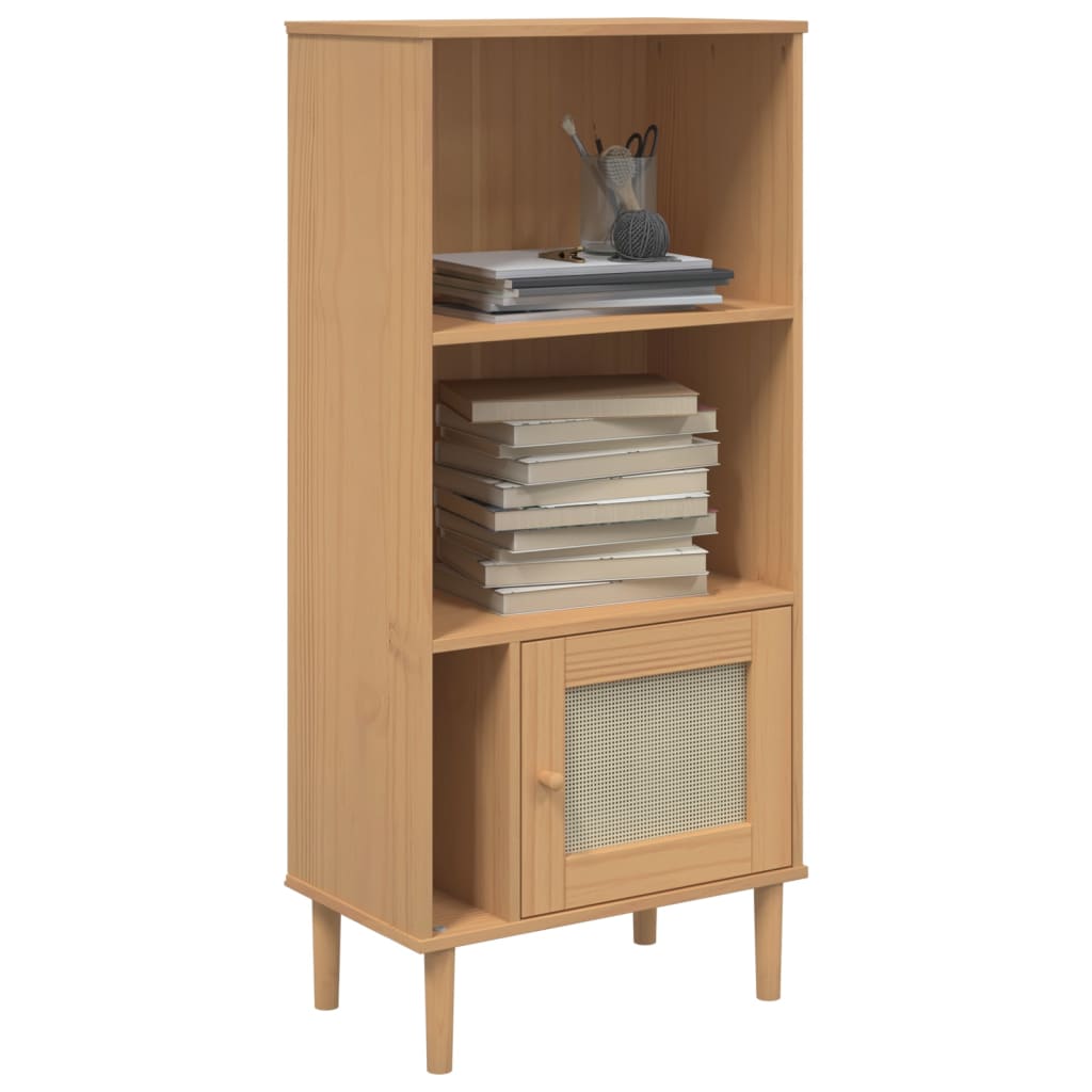 vidaXL Bücherschrank SENJA Rattan-Look Braun 60x35x130 cm Kiefernholz