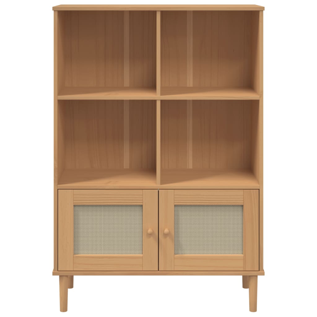 vidaXL Bücherschrank SENJA Rattan-Look Braun 90x35x130 cm Kiefernholz