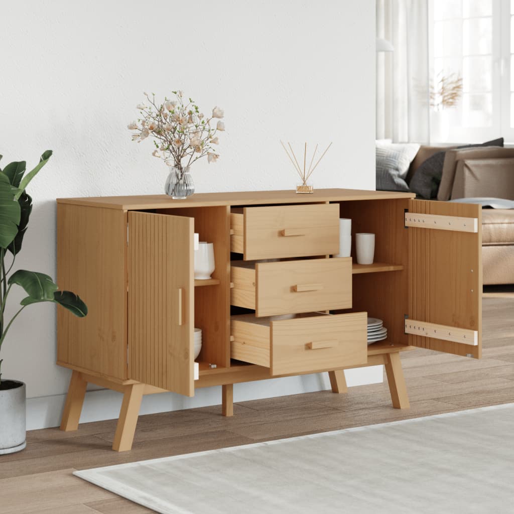 vidaXL Sideboard OLDEN Braun 114x43x73,5 cm Massivholz Kiefer