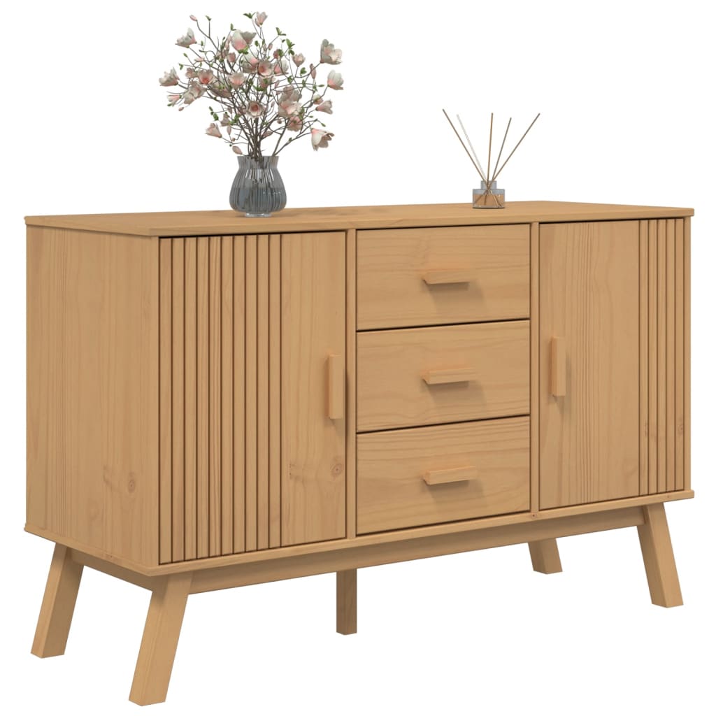 vidaXL Sideboard OLDEN Braun 114x43x73,5 cm Massivholz Kiefer