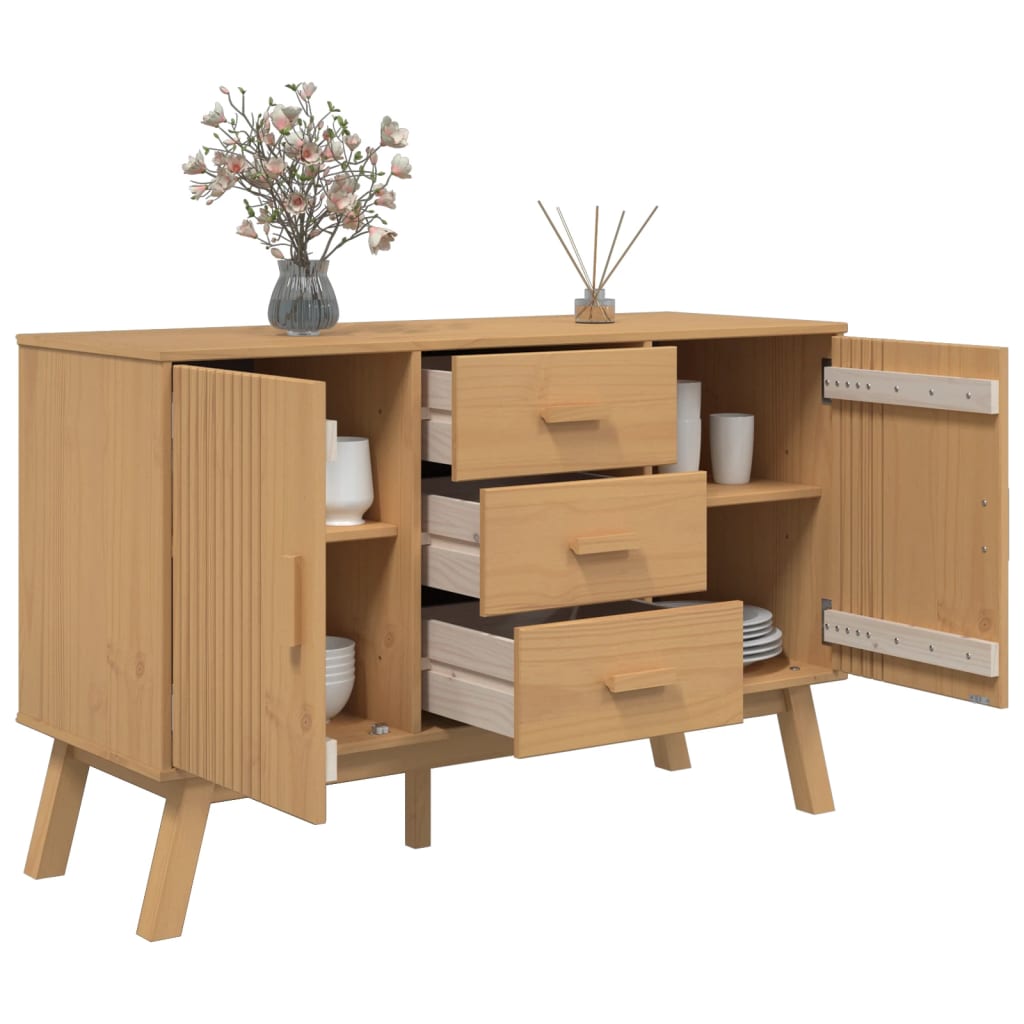 vidaXL Sideboard OLDEN Braun 114x43x73,5 cm Massivholz Kiefer