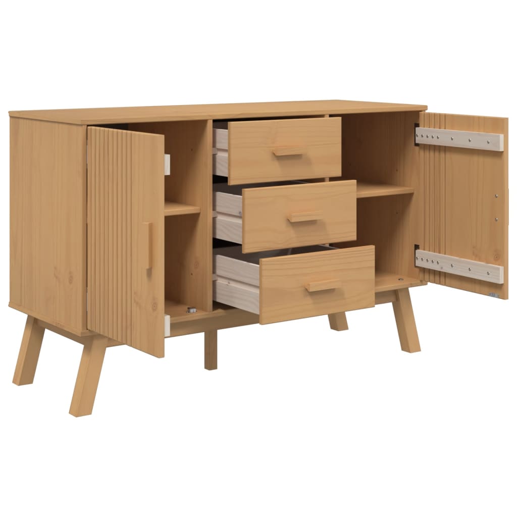 vidaXL Sideboard OLDEN Braun 114x43x73,5 cm Massivholz Kiefer